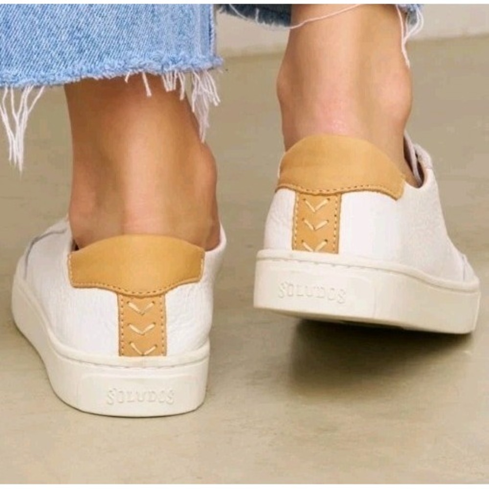 Soludos 8.5 Ibiza Classic White Leather Sneakers LNC!